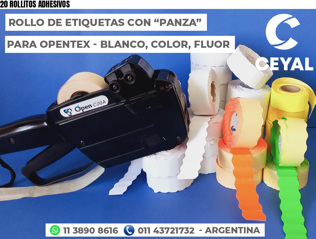 20 ROLLITOS ADHESIVOS