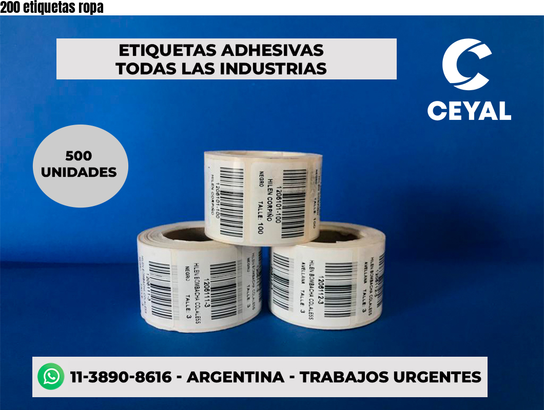 200 etiquetas ropa