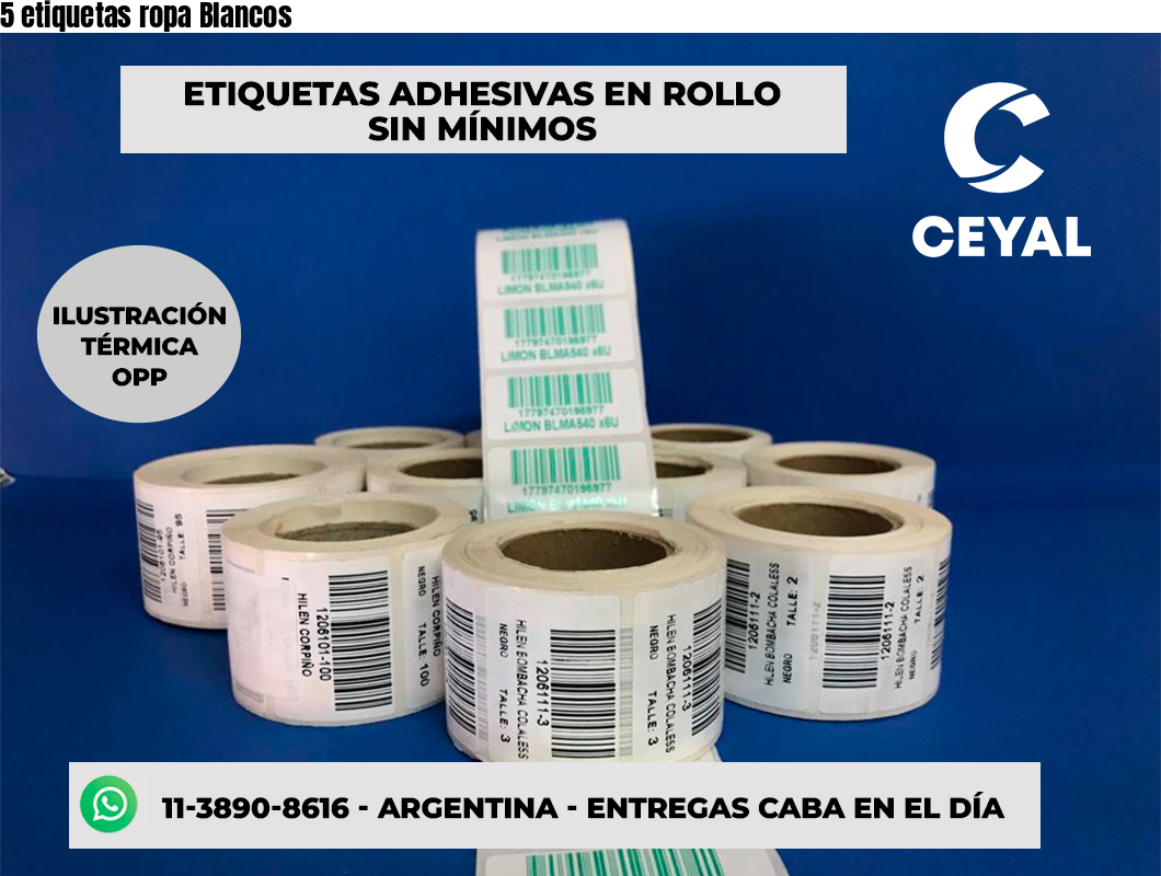 5 etiquetas ropa Blancos