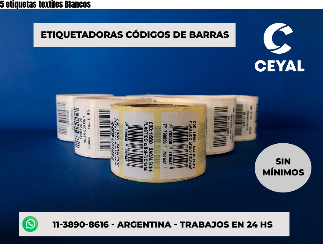 5 etiquetas textiles Blancos