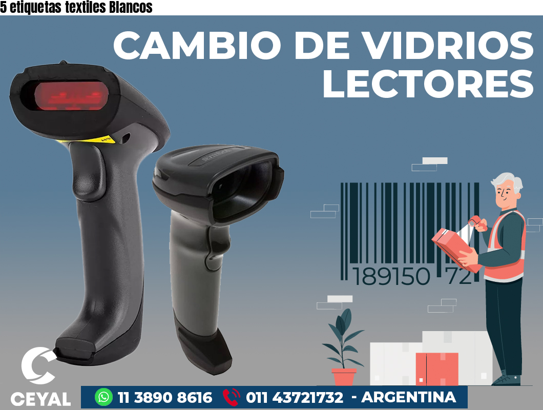 5 etiquetas textiles Blancos