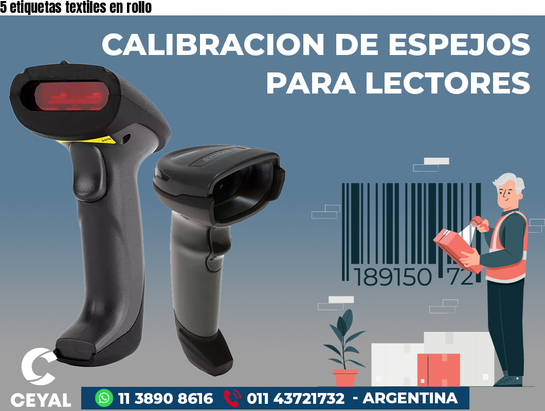 5 etiquetas textiles en rollo