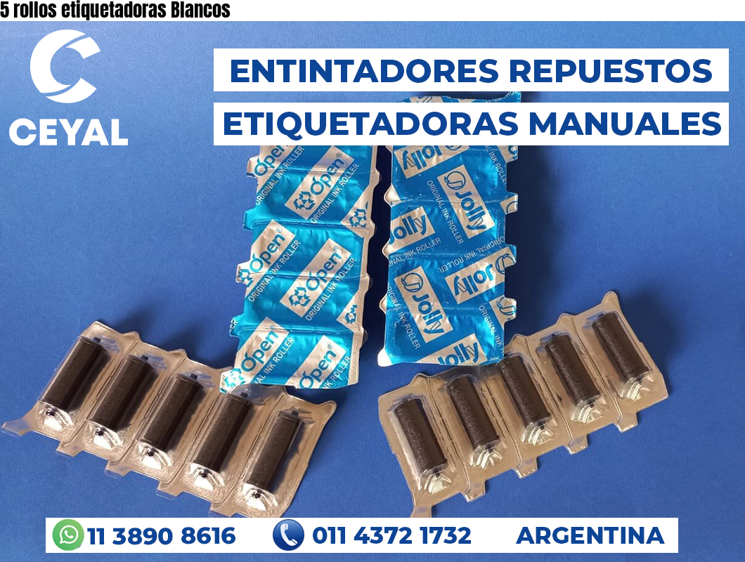 5 rollos etiquetadoras Blancos