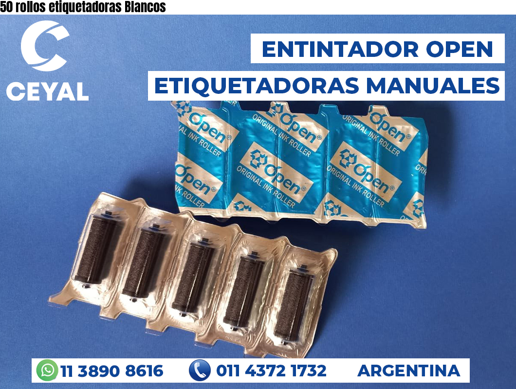 50 rollos etiquetadoras Blancos