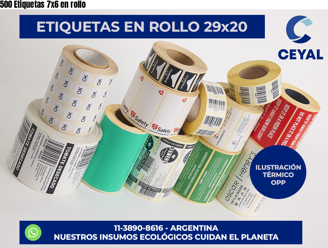 500 Etiquetas 7×6 en rollo