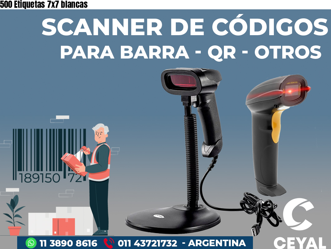 500 Etiquetas 7x7 blancas