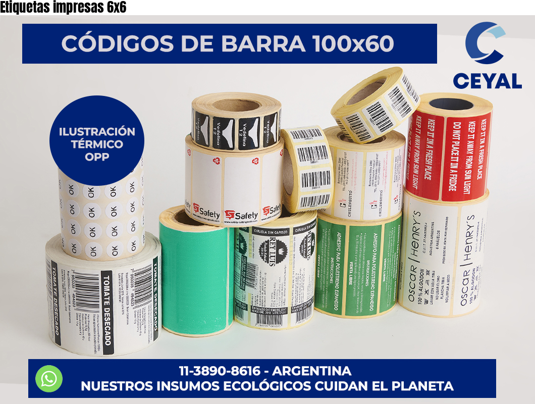 Etiquetas impresas 6×6