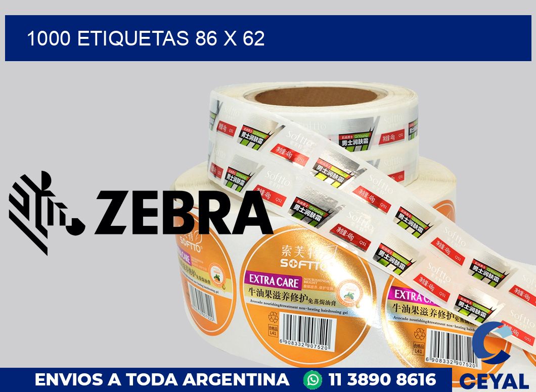 1000 etiquetas 86 x 62