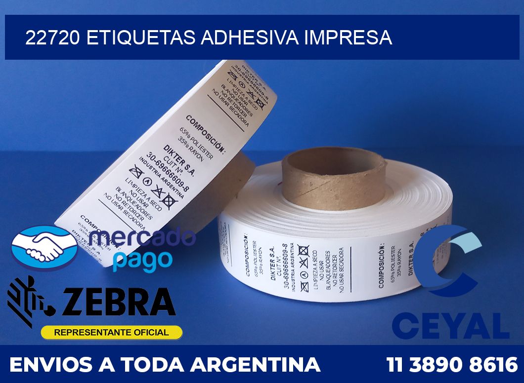 22720 etiquetas adhesiva impresa