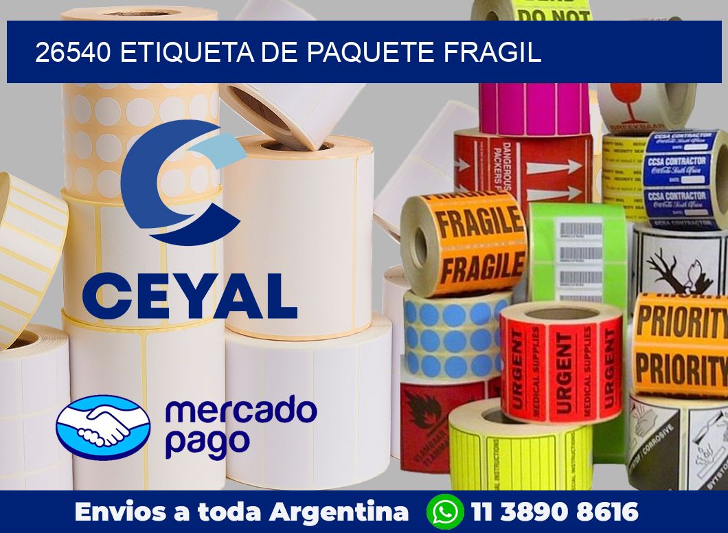 26540 Etiqueta de paquete fragil