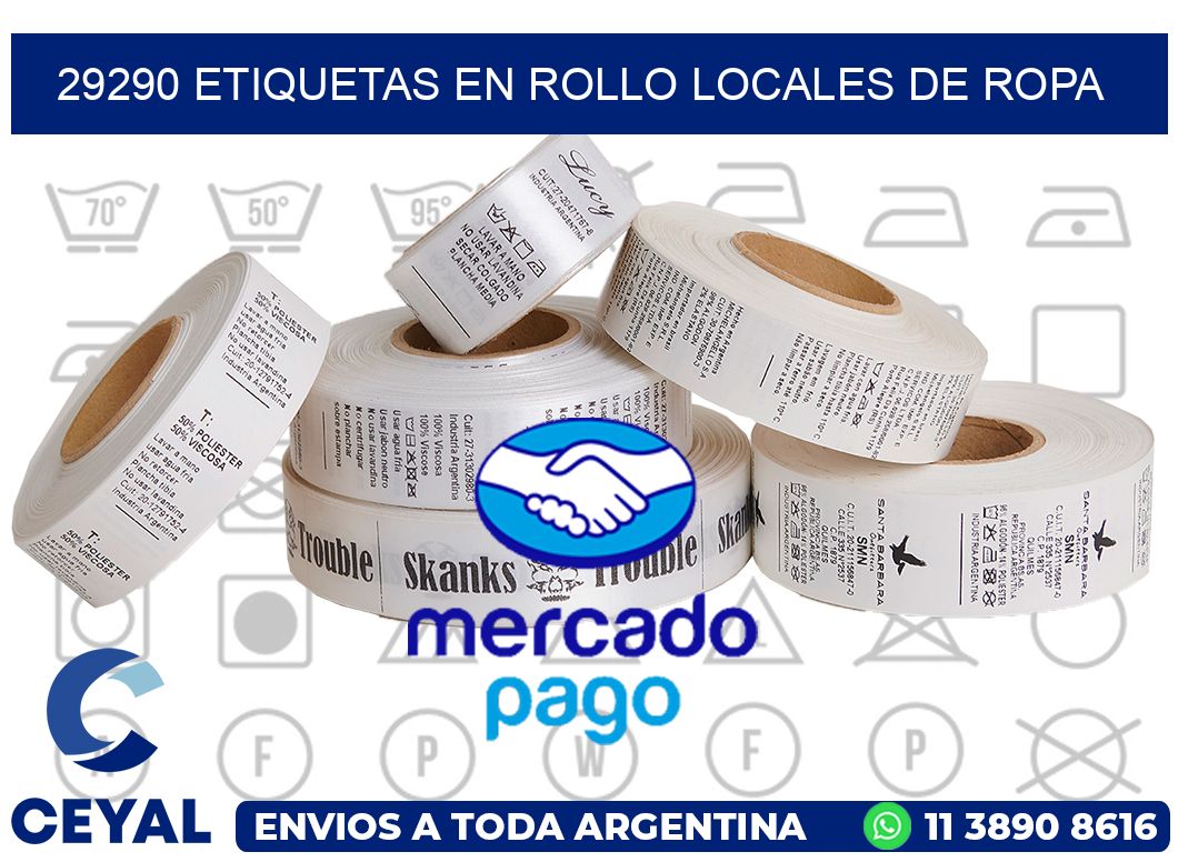 29290 Etiquetas en rollo locales de ropa