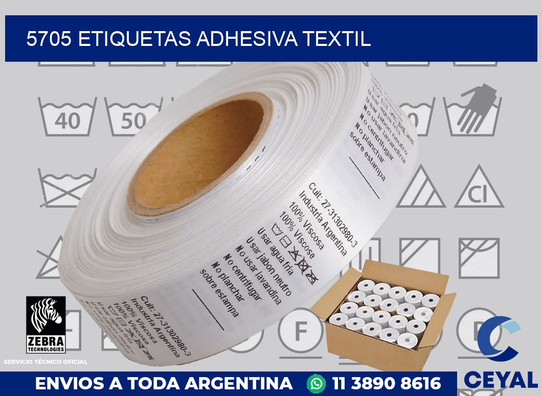 5705 etiquetas adhesiva textil
