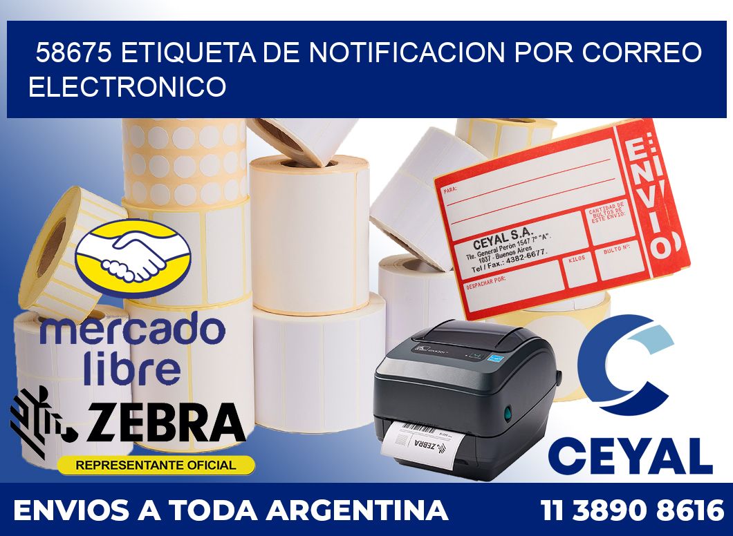 58675 Etiqueta de notificacion por correo electronico