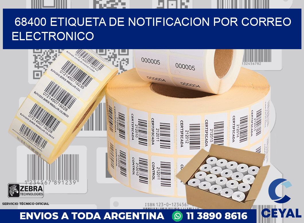 68400 Etiqueta de notificacion por correo electronico