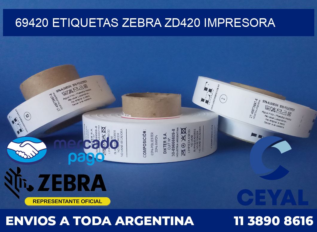 69420 etiquetas Zebra zd420 impresora