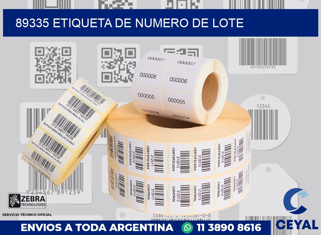 89335 Etiqueta de numero de lote
