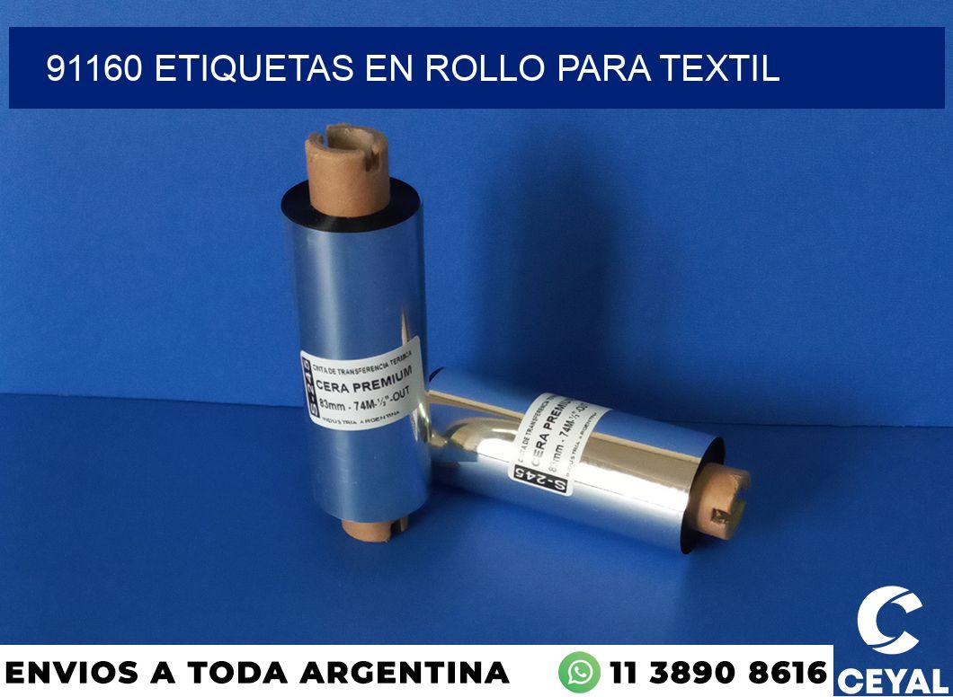 91160 etiquetas en rollo para textil
