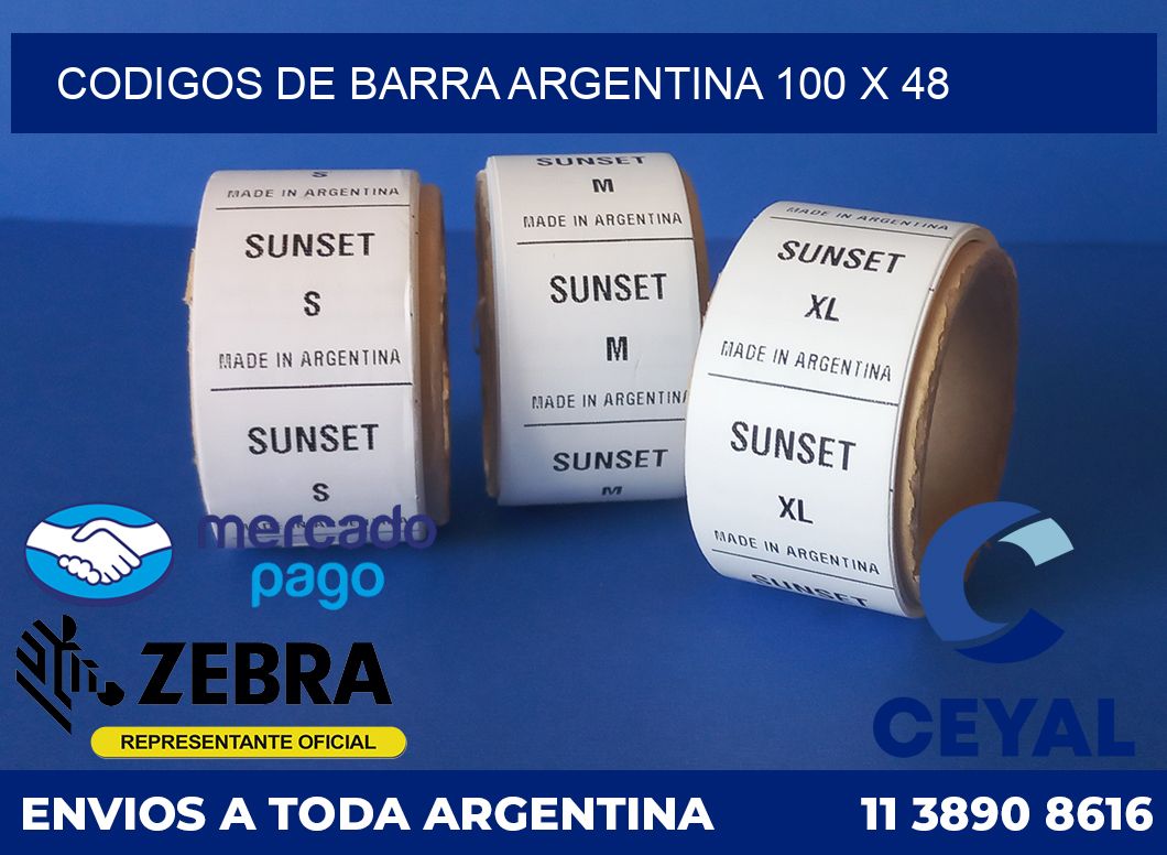 Codigos de barra Argentina 100 x 48
