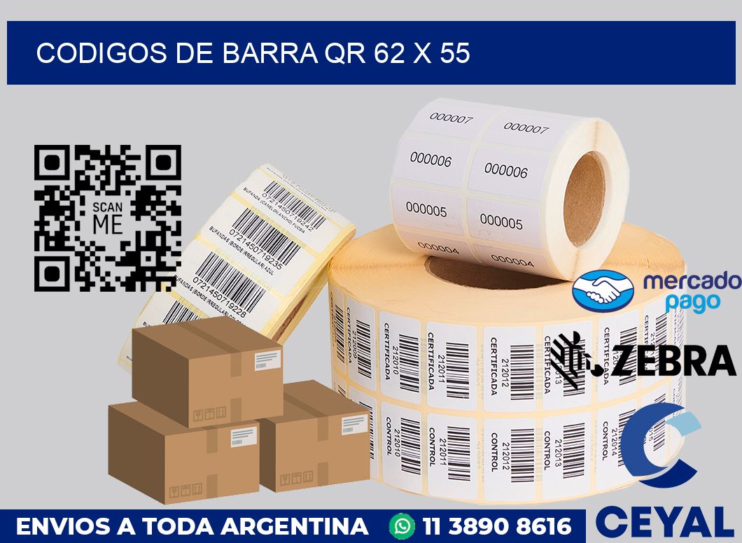 Codigos de barra QR 62 x 55