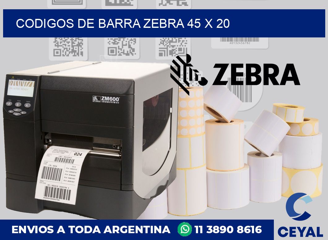 Codigos de barra Zebra 45 x 20