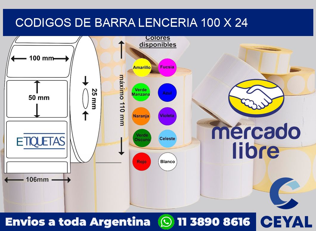 Codigos de barra lenceria 100 x 24