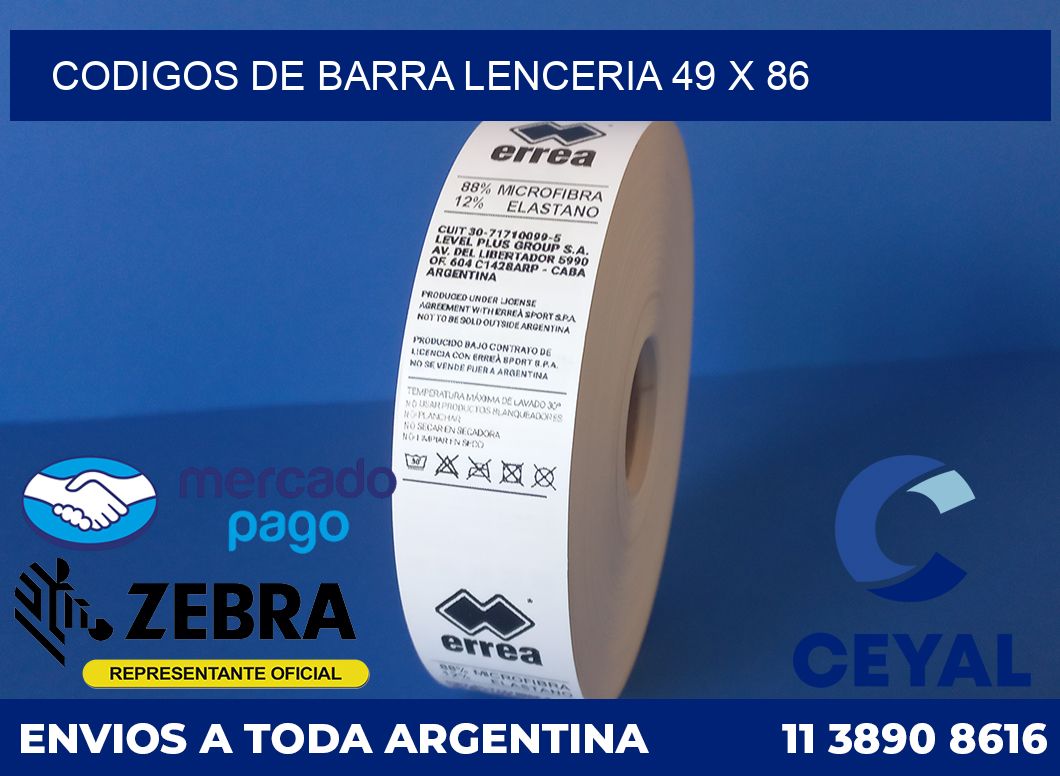 Codigos de barra lenceria 49 x 86