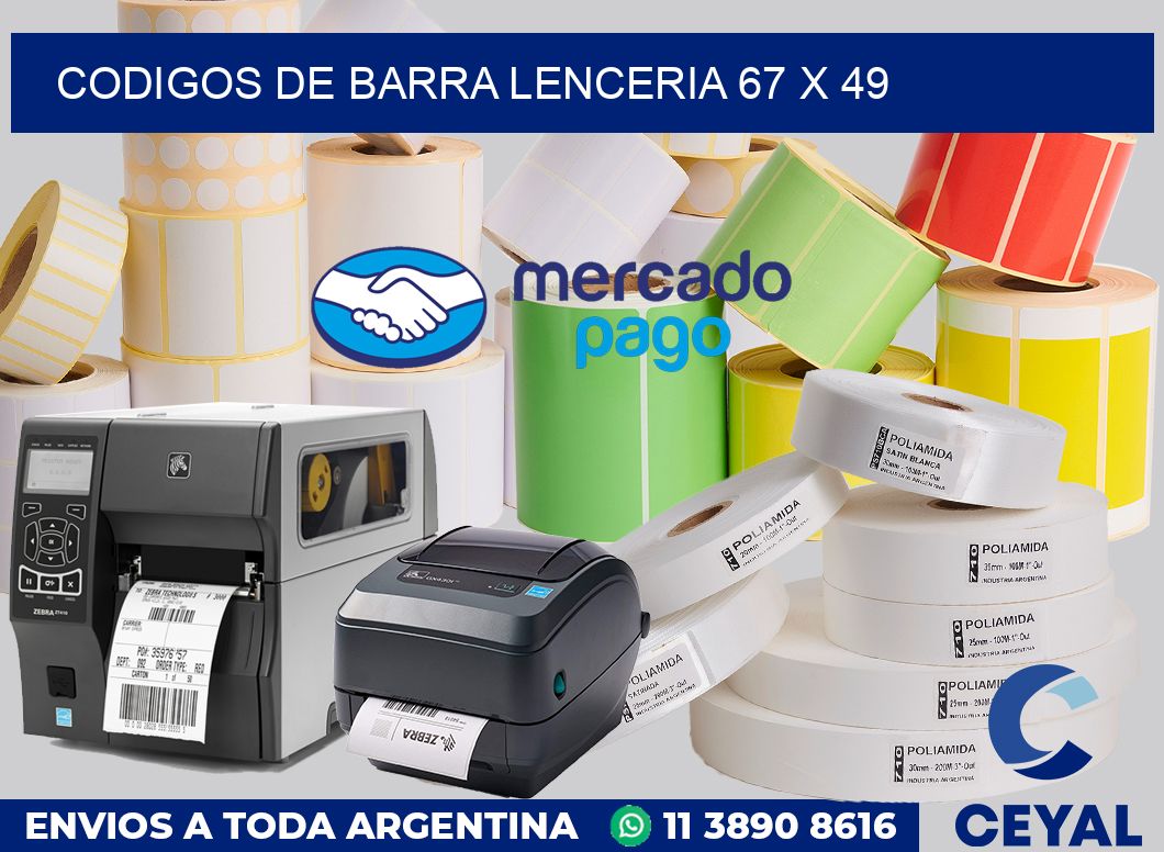 Codigos de barra lenceria 67 x 49