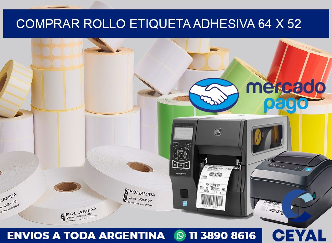 Comprar rollo etiqueta adhesiva 64 x 52