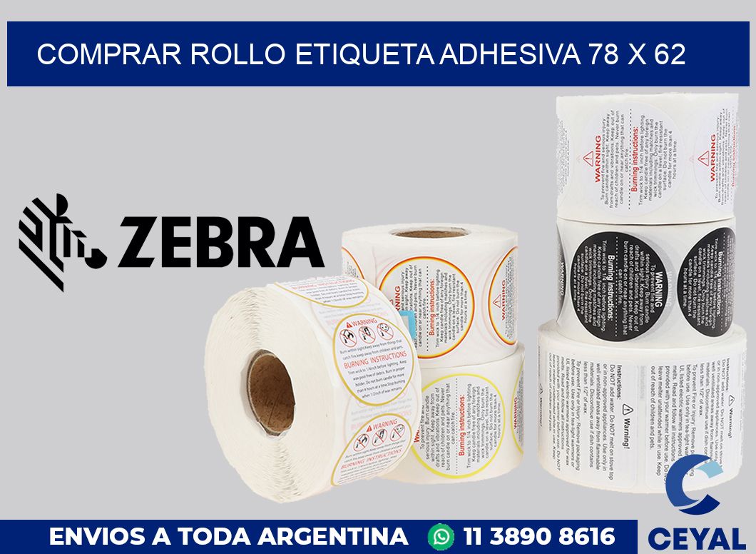Comprar rollo etiqueta adhesiva 78 x 62