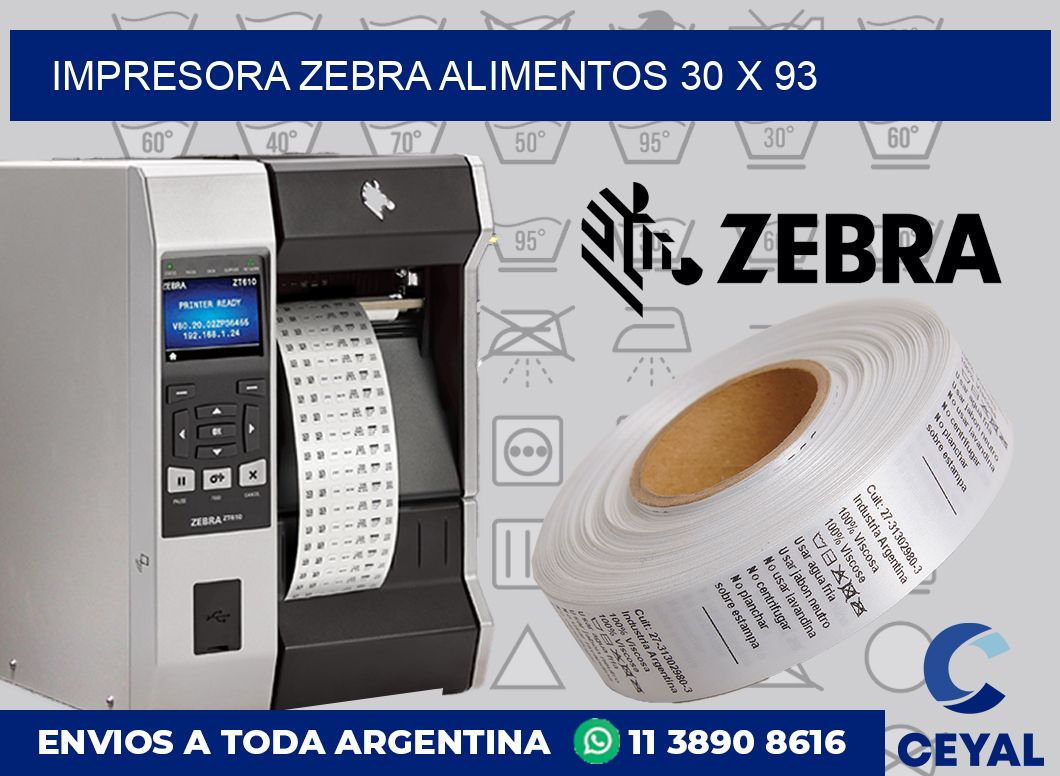 Impresora Zebra alimentos 30 x 93