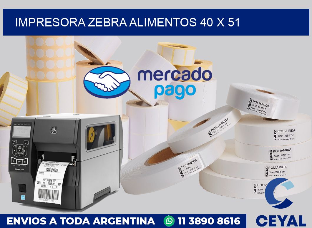 Impresora Zebra alimentos 40 x 51
