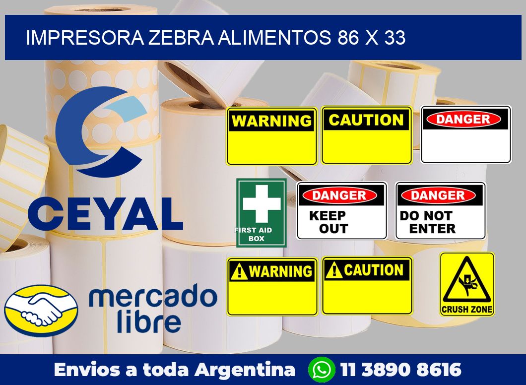 Impresora Zebra alimentos 86 x 33
