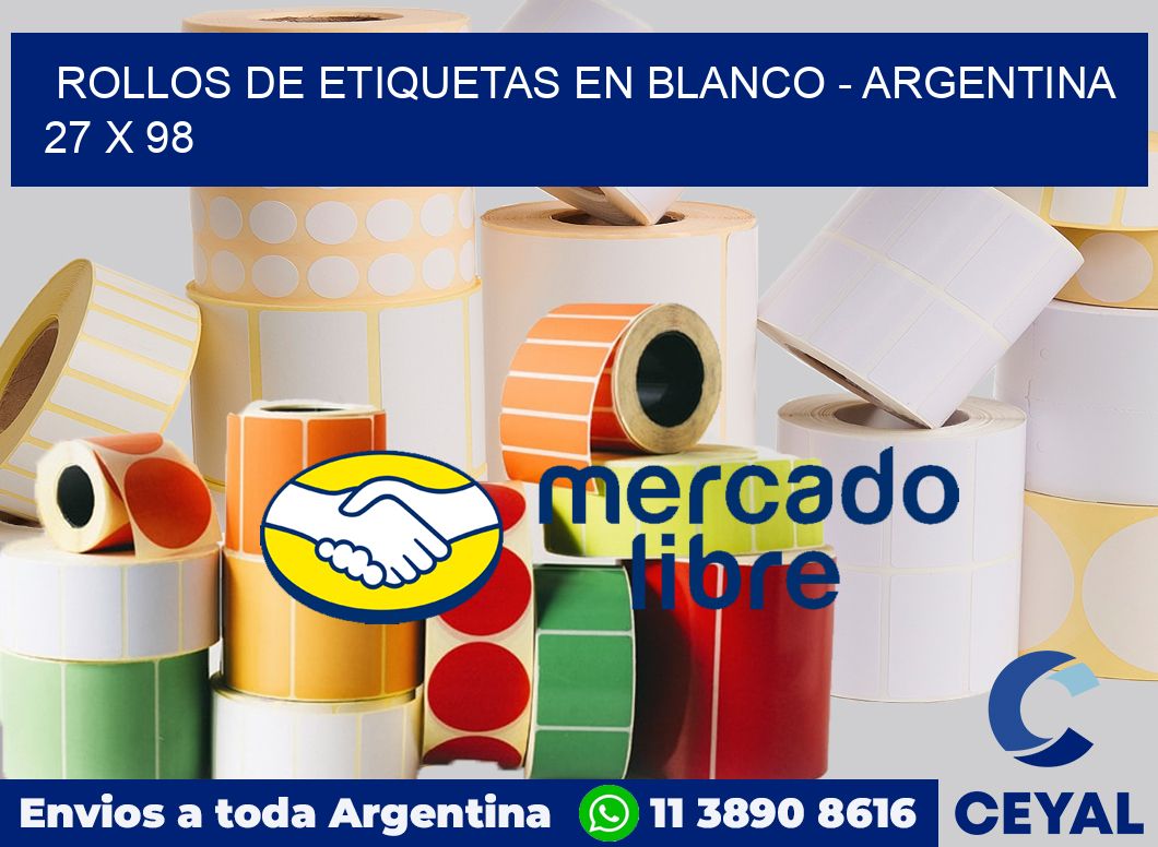 Rollos de etiquetas en blanco - Argentina 27 x 98