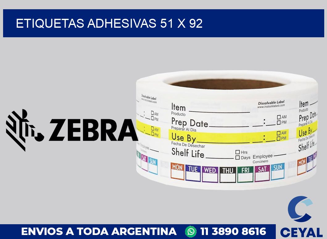 etiquetas adhesivas 51 x 92