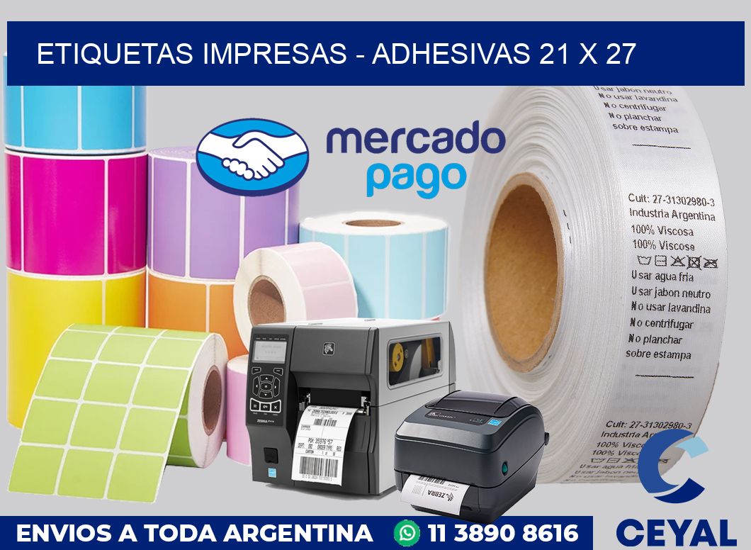 etiquetas impresas - Adhesivas 21 x 27