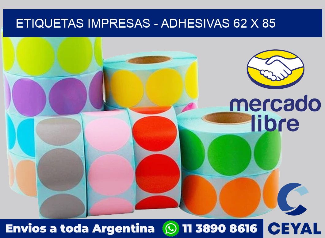 etiquetas impresas - Adhesivas 62 x 85