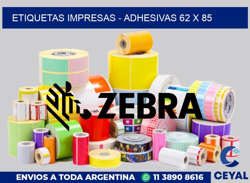 etiquetas impresas - Adhesivas 62 x 85