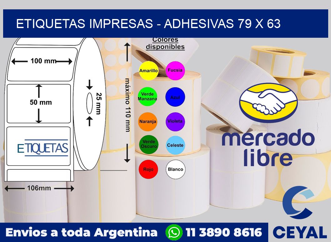 etiquetas impresas - Adhesivas 79 x 63