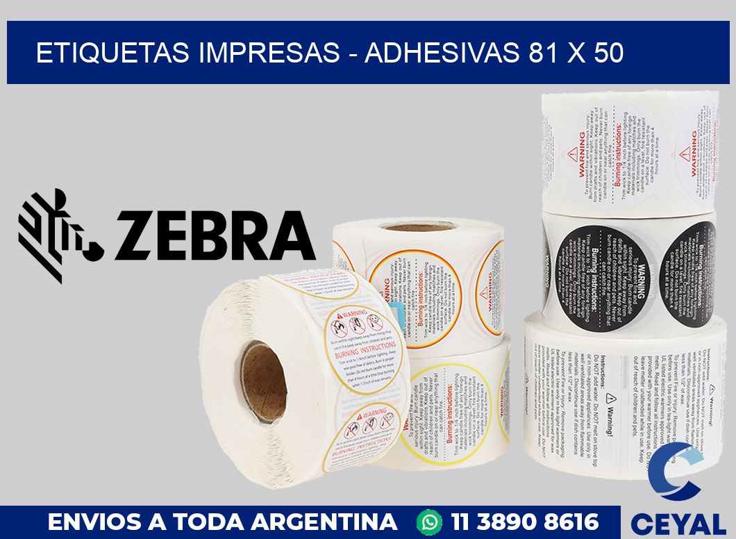 etiquetas impresas - Adhesivas 81 x 50