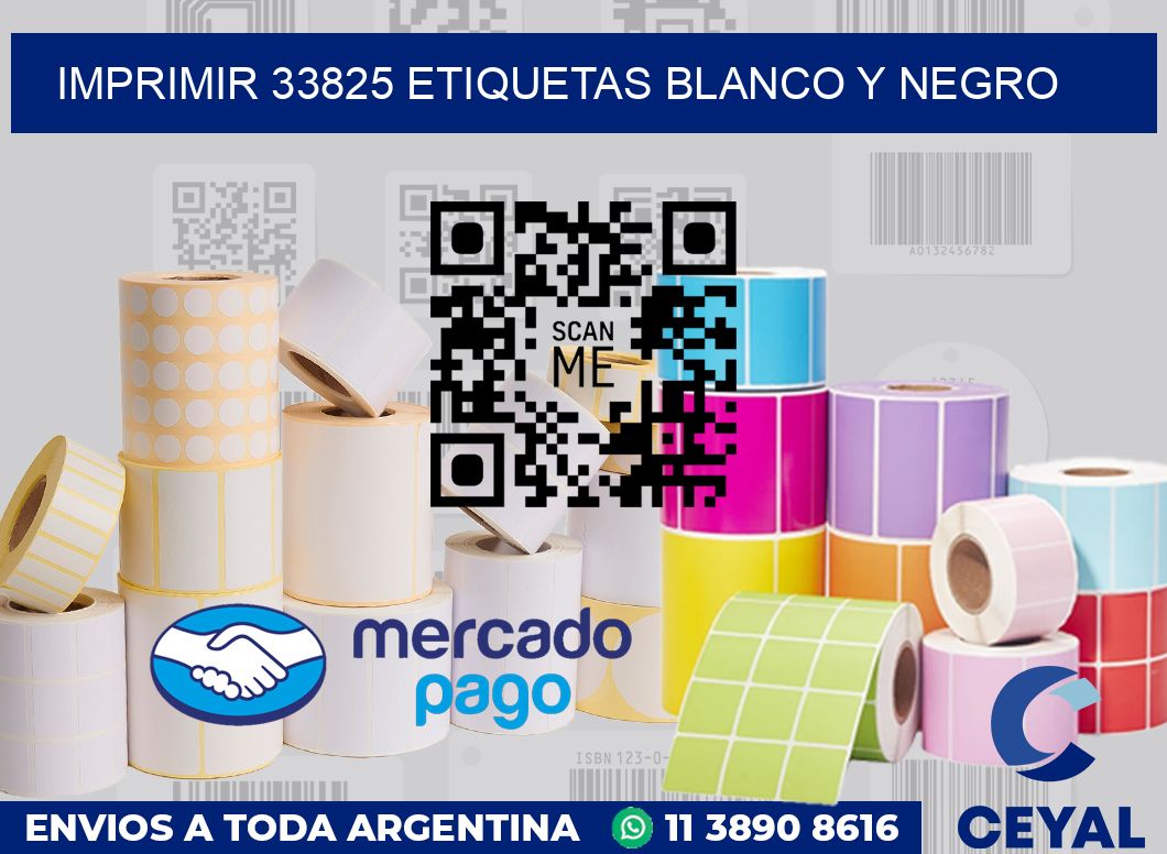 imprimir 33825 etiquetas blanco y negro