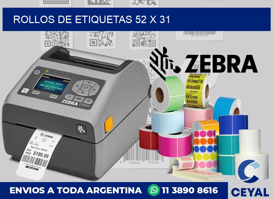 rollos de etiquetas 52 x 31
