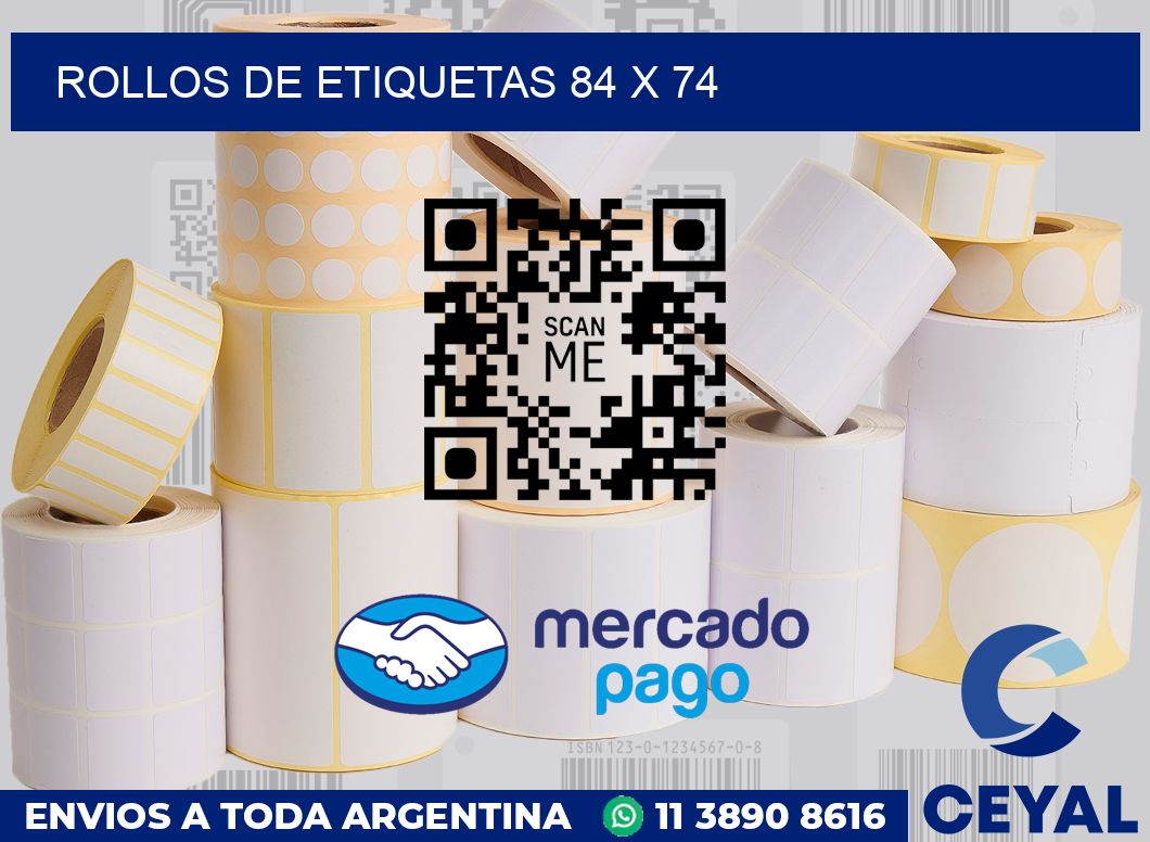 rollos de etiquetas 84 x 74