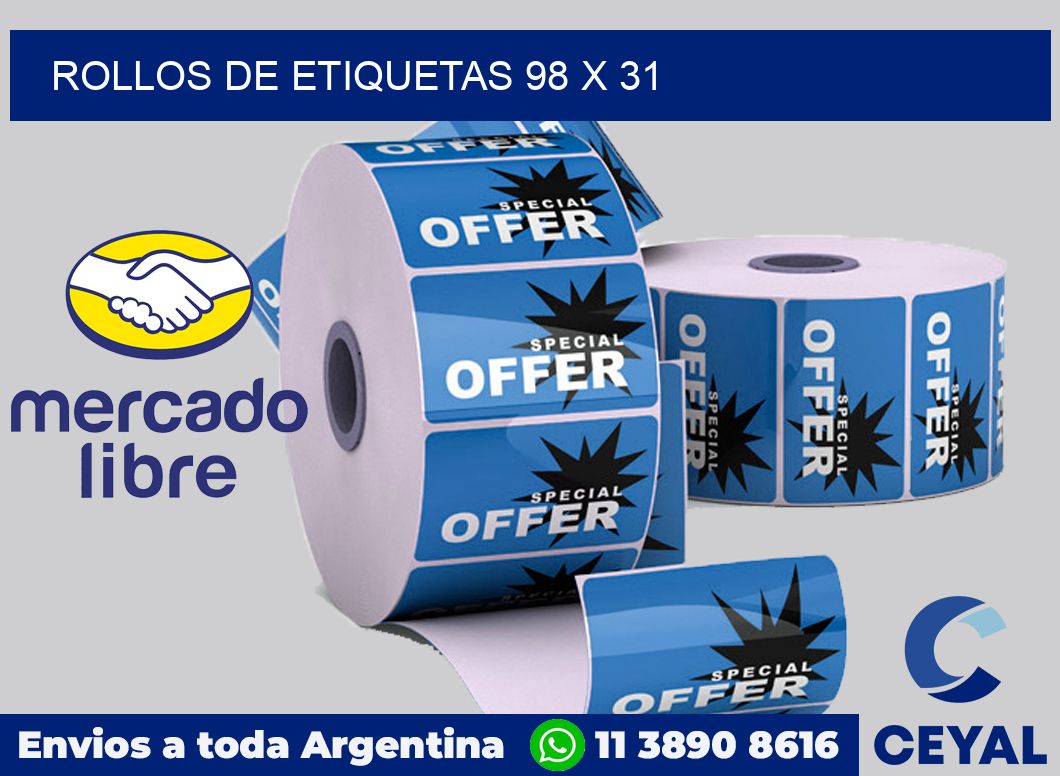 rollos de etiquetas 98 x 31