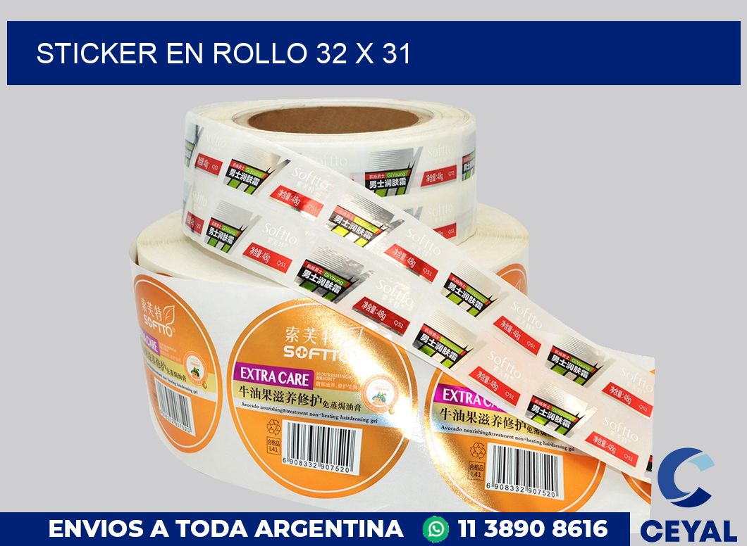 sticker en rollo 32 x 31