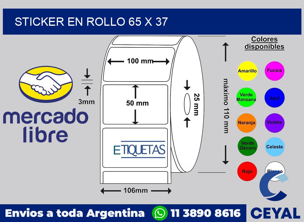 sticker en rollo 65 x 37
