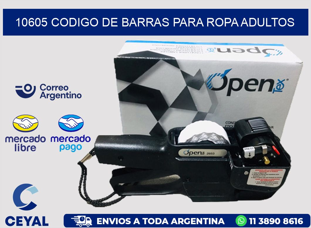10605 CODIGO DE BARRAS PARA ROPA ADULTOS