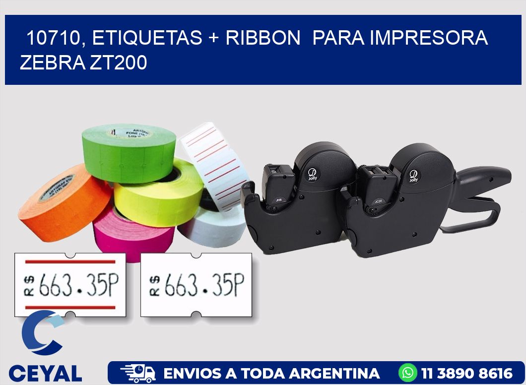 10710, etiquetas + ribbon  para impresora zebra ZT200
