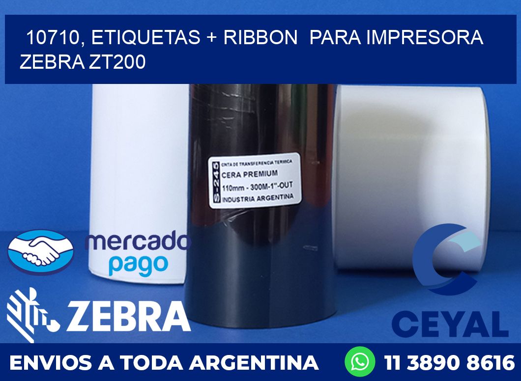 10710, etiquetas + ribbon  para impresora zebra ZT200