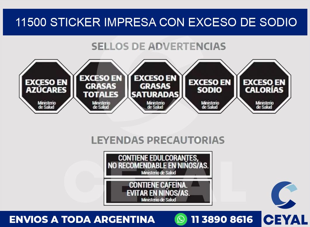 11500 STICKER IMPRESA CON EXCESO DE SODIO