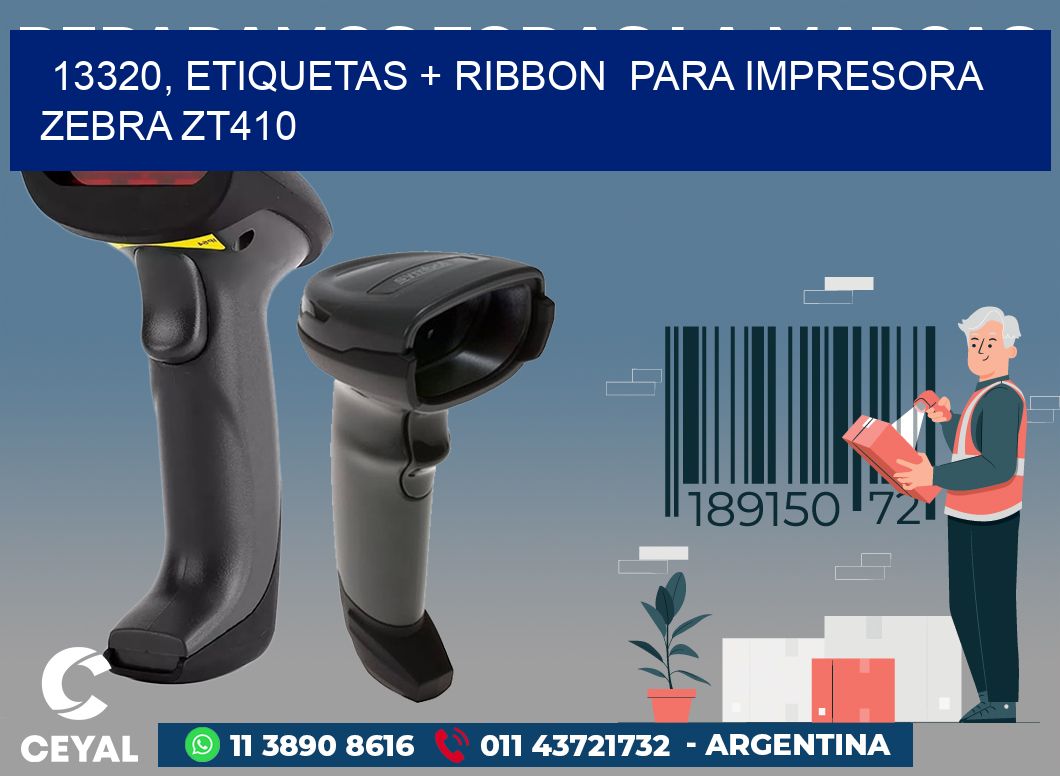 13320, etiquetas + ribbon  para impresora zebra ZT410